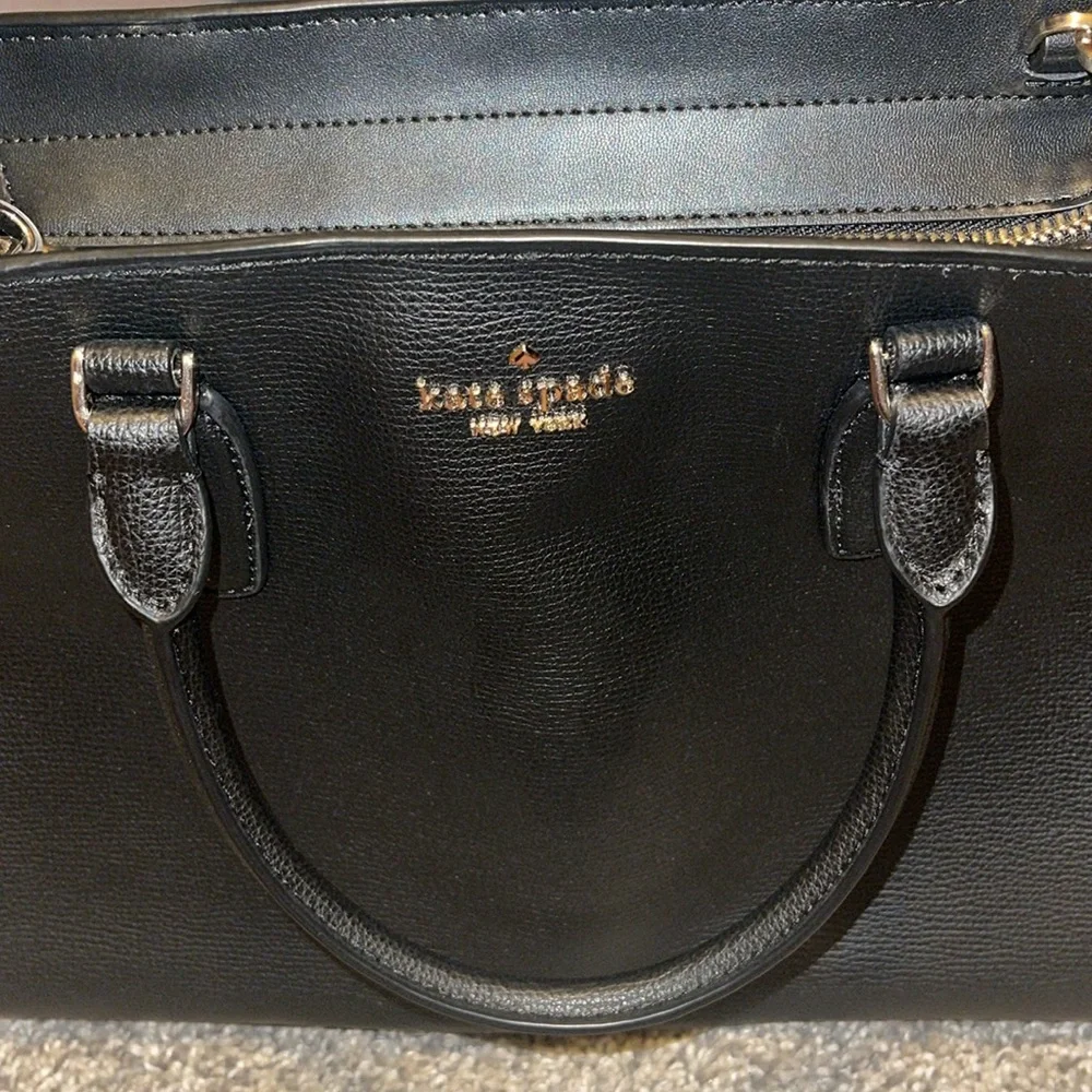 NEW black leather Kate Spade satchel two way bag - $399 retail - Picture 7 of 12